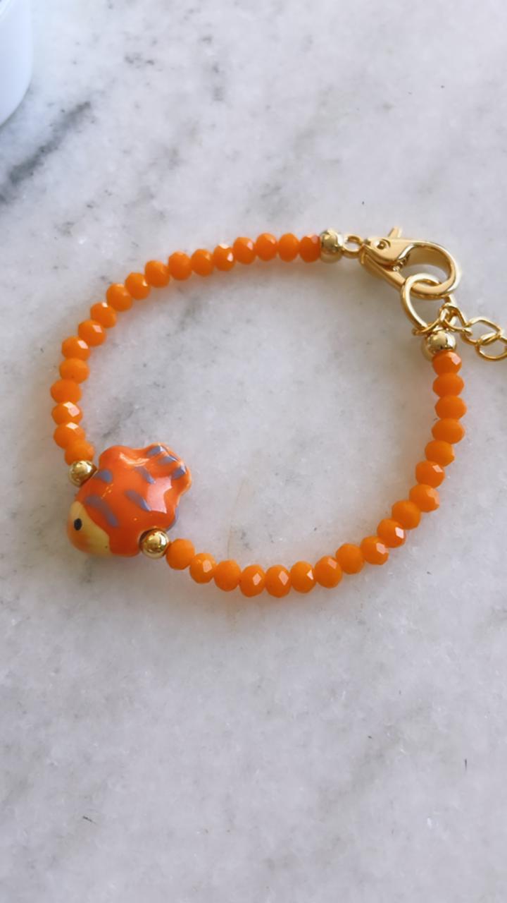 Pulseira Peixe Cristal Laranja